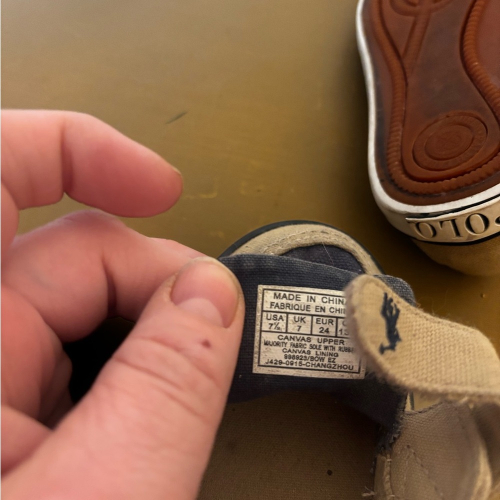 Ralph Lauren Kids Tan and Navy Shoes 7 1/2 - Picture 6 of 7